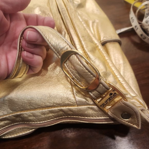 Vintage Lambs Leather Gold Shoulder Bag Californian Brand - Picture 6 of 9